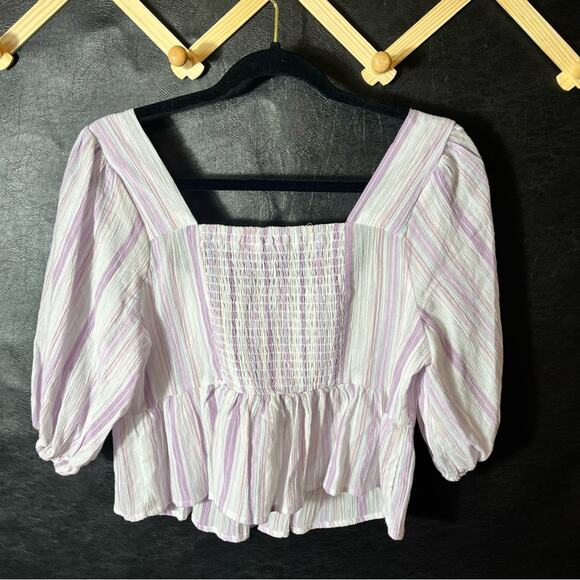 Lush‎ Lavender And White Stripe Top Size Large - Picture 2 of 10
